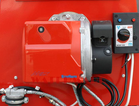 Piec grzewczy, nagrzewnica olejowa XARAM Energy P-30 z palnikiem ELCO moc: 30kW do myjni, lakierni, stolarni, suszarni, hal, kościołów, namiotów