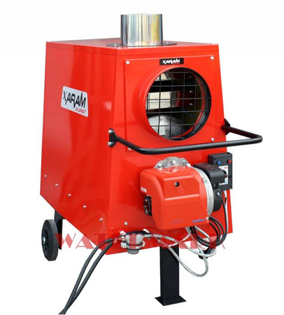 Piec grzewczy, nagrzewnica olejowa XARAM Energy P-30 z palnikiem ELCO moc: 30kW do myjni, lakierni, stolarni, suszarni, hal, kościołów, namiotów