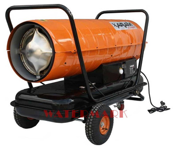 Przewoźna nagrzewnica olejowa XARAM Energy TK-100000 moc: 116kW; klasa PREMIUM: termostat, wyświetlacz temp.+kodu błędu, regulacja pompy, duże koła