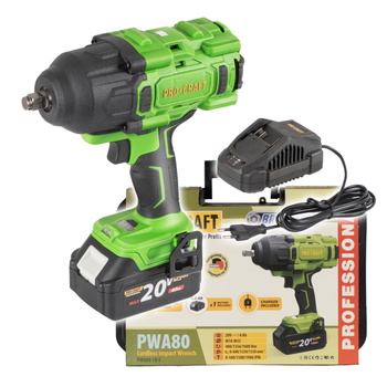 Akumulatorowy klucz udarowy Procraft PWA80-1B-C 20V 1600NM  (ZESTAW)