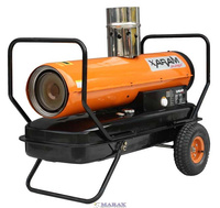 Przewoźna nagrzewnica olejowa XARAM Energy TK-55ID moc: 17,5kW; odprow.spalin, termostat, wyświetlacz temp.+kodu błędu, regulacja pompy, duże koła